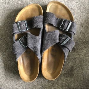 Suede leather grey two strap Birkenstock’s